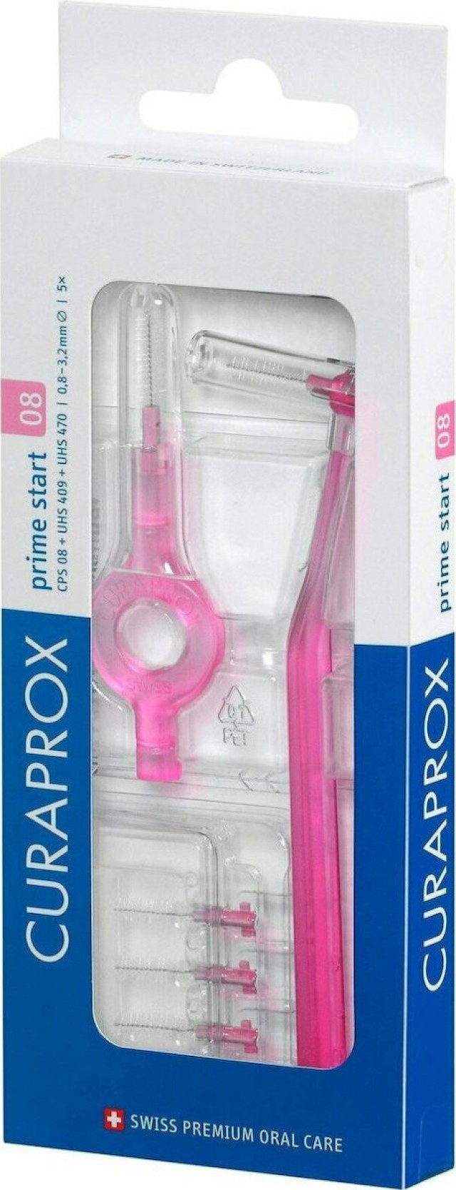 Curaprox CPS Prime Start 08 Μεσοδόντια Βουρτσάκια Ροζ με 2 Λαβές  5τμχ