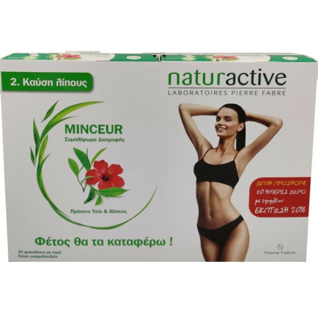 Naturactive PROMO Minceur Συμπλήρωμα Διατροφής με Πράσινο Τσάι και Ιβίσκο για τον Έλεγχο του Σωματικού Βάρους 20+20 Sticks