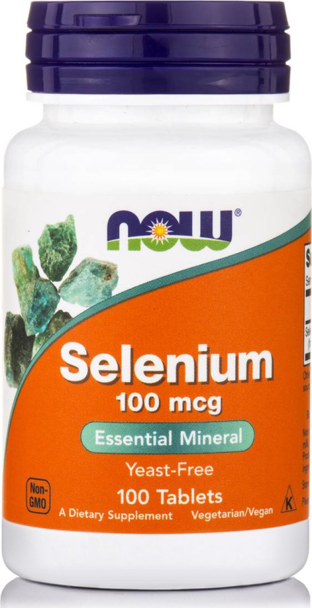 Now Foods Selenium 100mcg Yeast Free Συμπλήρωμα Διατροφής Σεληνίου 100 Ταμπλέτες