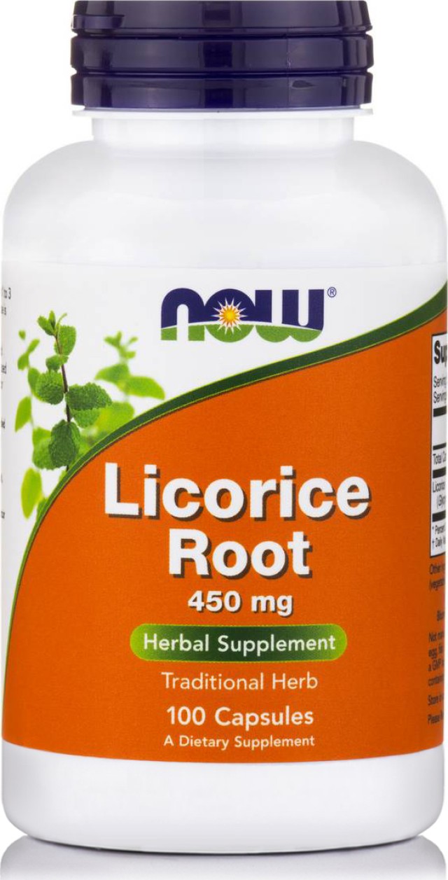 Now Foods Licorice Root 450mg Συμπλήρωμα Διατροφής για την Αντιμετώπιση της Δυσπεψίας 100 Φυτικές Κάψουλες