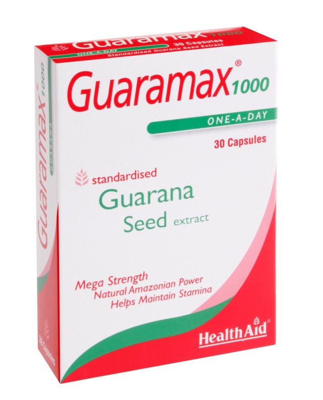 Health Aid Guaramax Guarana 1000mg Συμπλήρωμα Διατροφής με Εκχύλισμα Γ …