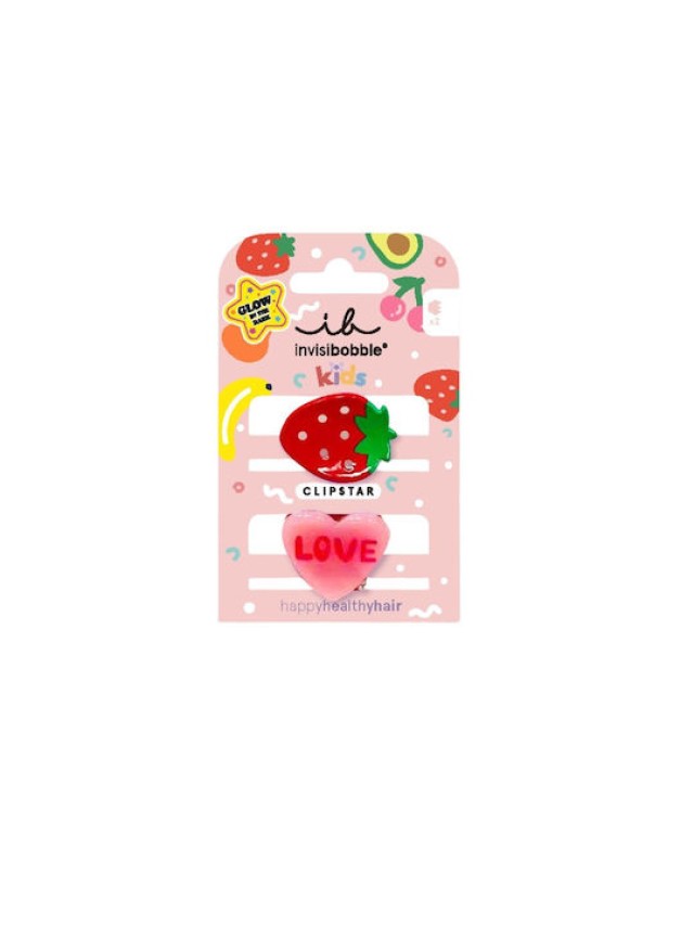 Invisibobble Clipstar Glow Kids Frutti Strawberry Παιδικά Κλιπ Λάμπουν …