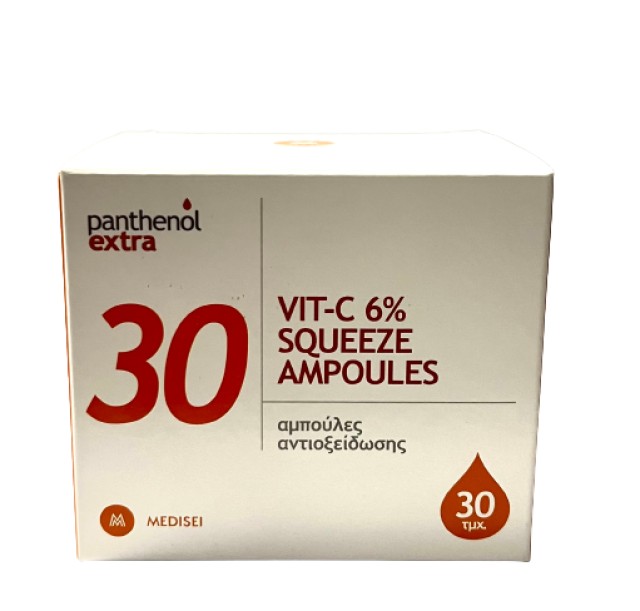 Medisei Panthenol Extra Vit-C 6% Squeeze Ampoules με Αντιοξειδωτική Δράση / Βιταμίνη C 30 Αμπούλες x 2ml