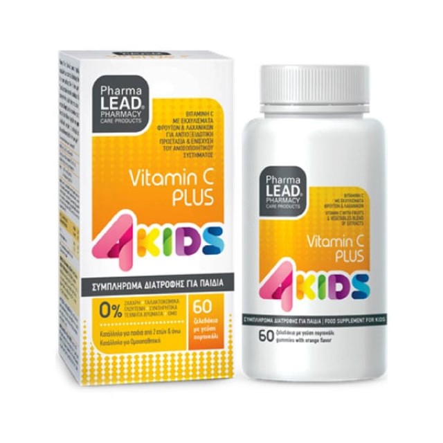 PharmaLead 4 Kids Vitamin C Plus Συμπλήρωμα Διατροφής για Παιδιά με Αντιοξειδωτική Προστασία & Ενίσχυση του Ανοσοποιητικού Συστήματος με Γεύση Πορτοκάλι 60 Ζελεδάκια