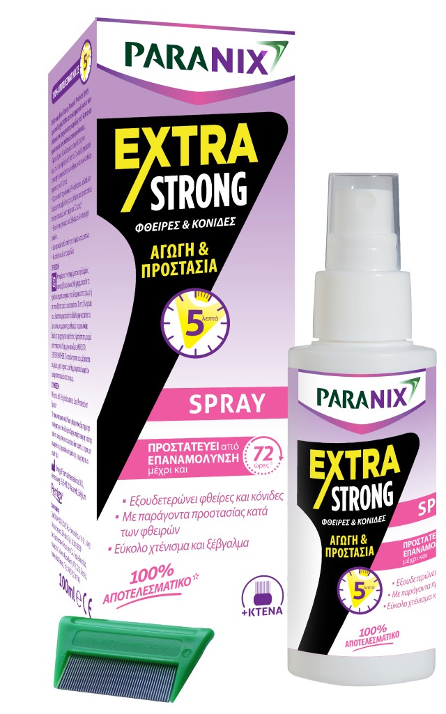 Paranix Extra Strong Spray Αγωγή και Προστασία για Φθείρες και Κόνιδες 100ml - ΔΩΡΟ Κτένα
