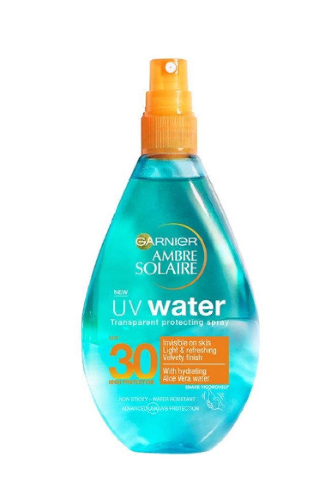 Garnier Ambre Solaire UV Water Clear Sun Cream SPF30 Διάφανο Αντηλιακό Spray 150ml