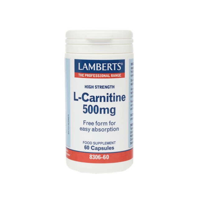 Lamberts L-Carnitine 500mg Carnitine Dietary Supplement for Metabolism 60 Capsules