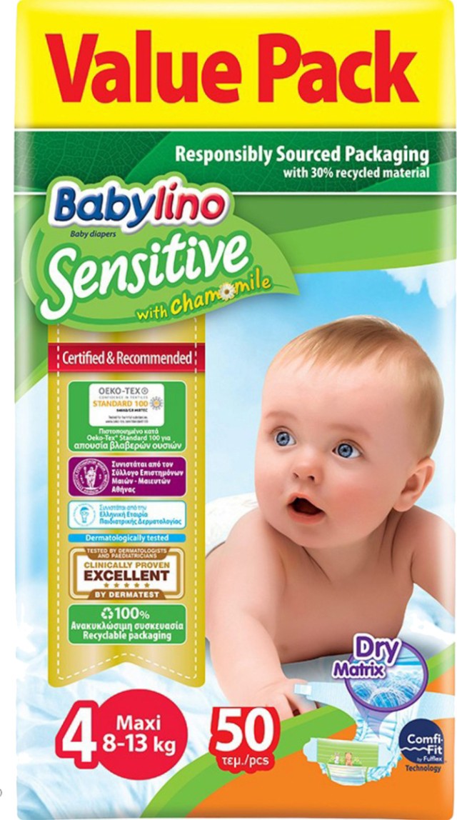 Πάνες Babylino Sensitive No4 [8-13kg] 50 Τεμάχια