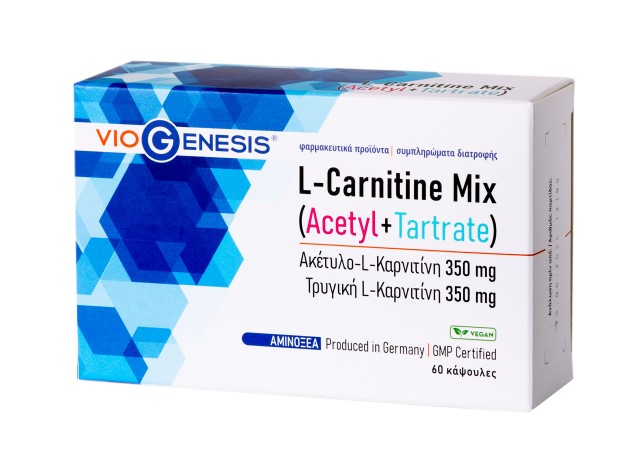 VioGenesis L-Carnitine Mix (Acetyl + Tartrate) Nutritional Supplement with Amino Acids 60 Capsules