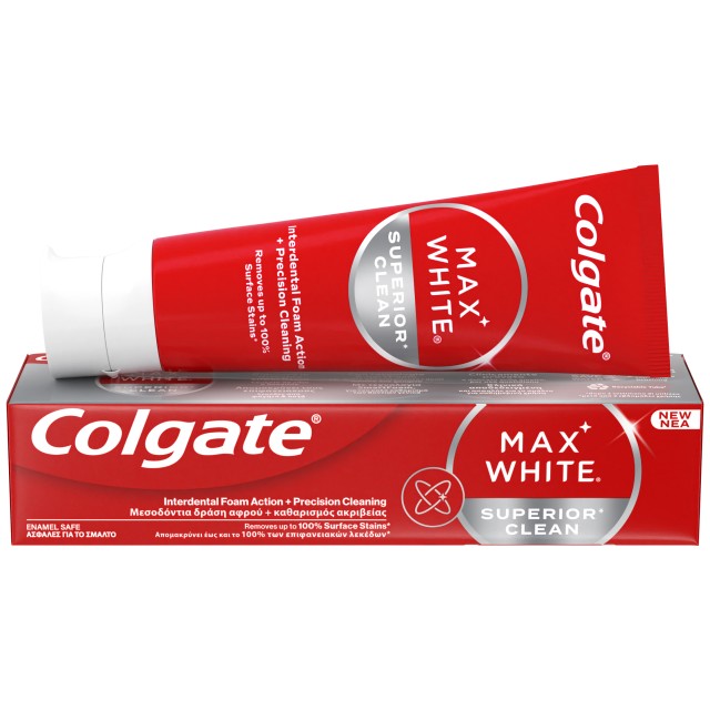 Colgate Max White Superior Clean Οδοντόκρεμα Κατά των Χρωματικών Λεκέδ …