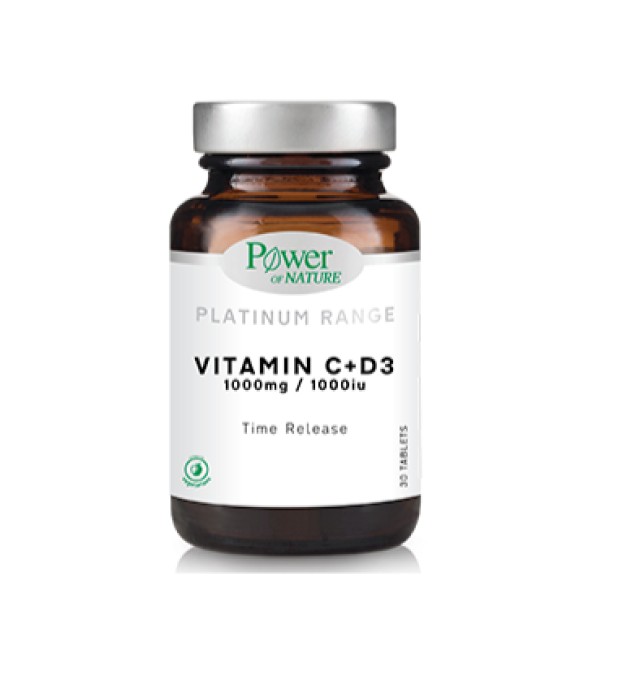 Power Of Nature Platinum Range Vitamin C+D3 1000mg/1000iu Συμπλήρωμα Διατροφής για το Ανοσοποιητικό Σύστημα 30 Ταμπλέτες