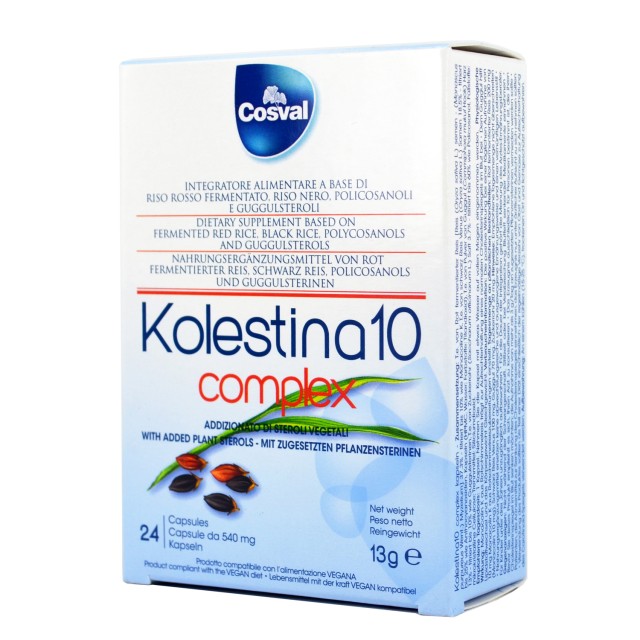 Cosval Kolestina 10 Complex Συμπλήρωμα Διατροφής Με Μαγιά Κόκκινου Ρυζιού 24 Κάψουλες