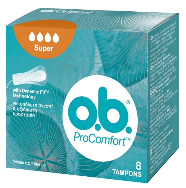O.B.® Procomfort Super Ταμπόν Για Μέτρια - Μεγάλη Ροή 8 Τεμάχια