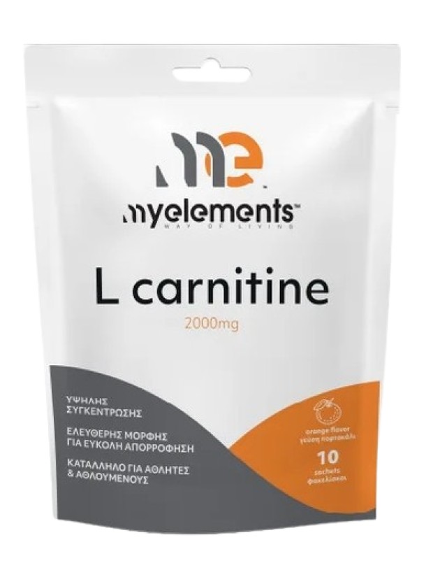 My Elements L-Carnitine 2000mg Carnitine Dietary Supplement with Orange Flavor 10 Sachets