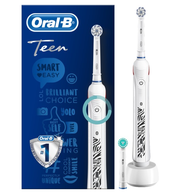 Oral-B Teen Ηλεκτρική Οδοντόβουρτσα Λευκό Ζέβρα 1 Τεμάχιο