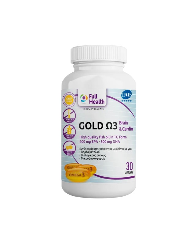 Full Health Brain & Cardio Gold Omega 3 1000mg Συμπλήρωμα Διατροφής &hellip;