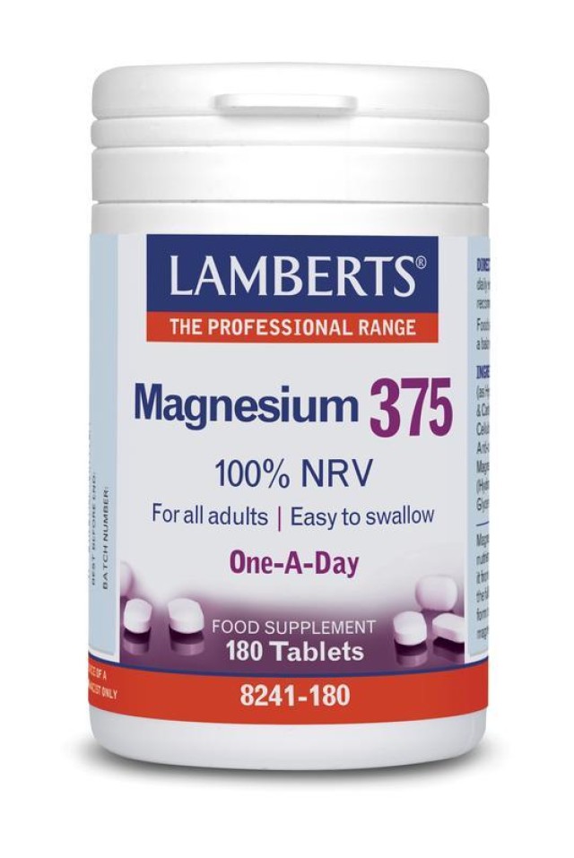 Lamberts Magnesium 375 100% NRV Συμπλήρωμα Διατροφής με Μαγνήσιο 180 Τ …