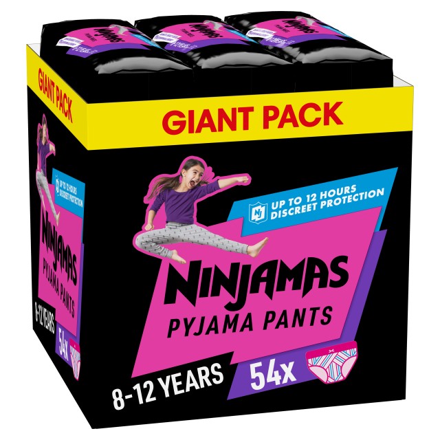 Pampers Ninjamas Pyjama Night Pants Monthly Pack για Κορίτσι 8-12 ετών 54 Πάνες - Βρακάκι [27-43kg]