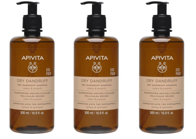Apivita PROMO Συσκευασία 3 Τεμαχίων Dry Dandruff Shampoo Σαμπουάν Κατά της Ξηροδερμίας με Σέλερι & Πρόπολη 3x500ml Eco Pack
