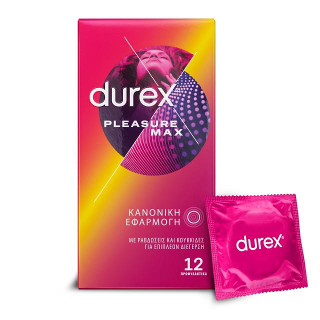 Durex Προφυλακτικά με Κουκίδες και Ραβδώσεις Pleasuremax 12 Τεμάχια
