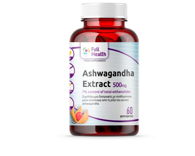 Full Health Ashwagandha Extract 500mg Κατά του Άγχους 60 Φυτικές Κάψου &hellip;