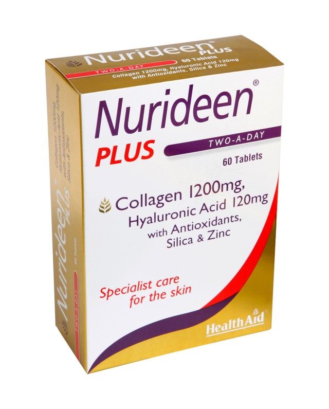 Health Aid Nurideen Plus Συμπλήρωμα Διατροφής με Θαλάσσιο Κολλαγόνο, Υαλουρονικό οξύ & Αντιοξειδωτικά για Ελαστικότητα & Ενυδάτωση Δέρματος 60 Ταμπλέτες