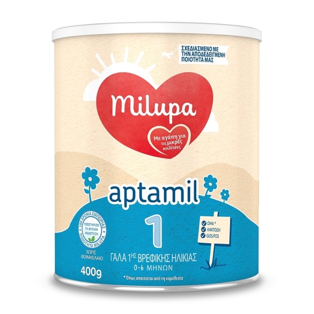 Milupa Aptamil 1 Γάλα 1ης Βρεφικής Ηλικίας 0-6 Μηνών 400gr