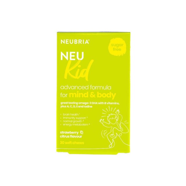 Neubria Neu Kid Παιδικό Συμπλήρωμα Διατροφής για Μυαλό και Σώμα με Γεύση Φράουλα Λεμόνι 30 Μαλακά Ζελεδάκια