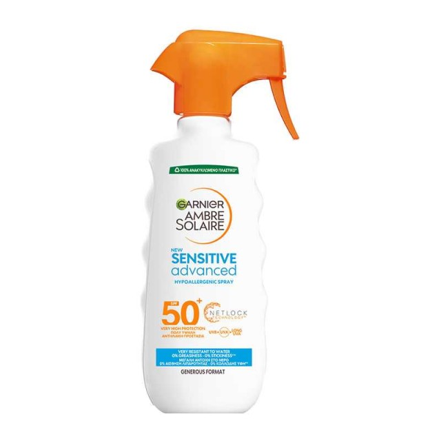 Garnier Ambre Solaire Sensitive Advanced SPF50+ Αντηλιακό Spray Σώματο … Garnier Ambre Solaire Sensitive Advanced SPF50+ Αντηλιακό Spray Σώματο …