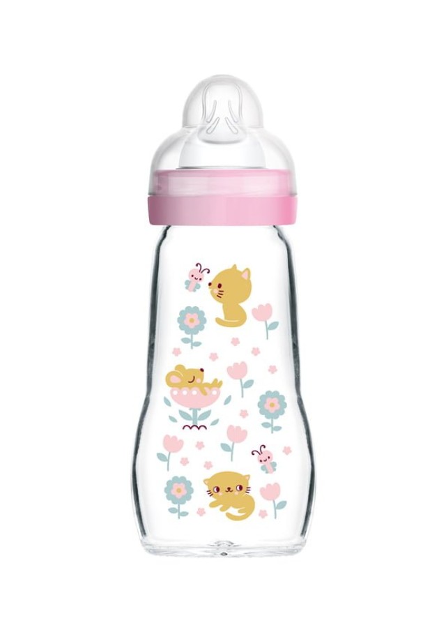 Mam Feel Good Γυάλινο Μπιμπερό με Θηλή Σιλικόνης για 2m+ Ροζ με Θηλή Σ … Mam Feel Good Γυάλινο Μπιμπερό με Θηλή Σιλικόνης για 2m+ Ροζ με Θηλή Σ …