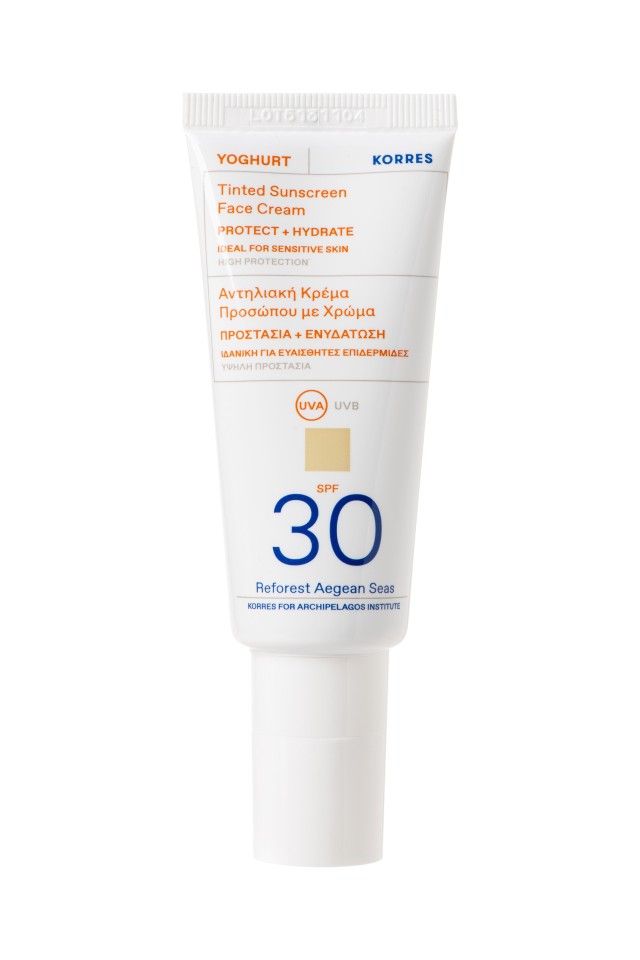 Korres Yoghurt Tinted Sunscreen Face Cream SPF30 Αντηλιακή Κρέμα Προσώ …