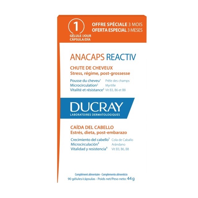 Ducray Anacaps Reactiv Συμπλήρωμα Διατροφής Διεγείρει την Τριχοφυϊα &hellip;