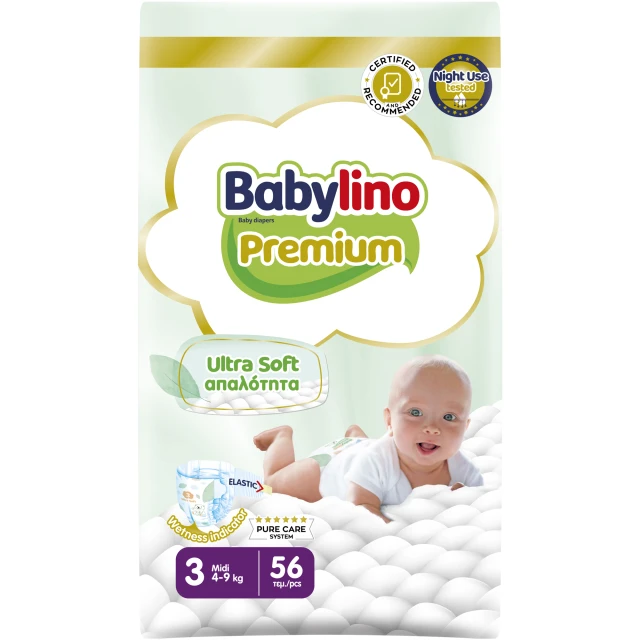 Babylino Premium Ultra Soft Diapers No3 [4-9Kg] 56 Pieces