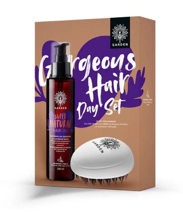Garden PROMO Super Natural Hair Oil Hair Oil for Reconstruction & Protection with Protection Index 150ml - GIFT Hair Brush