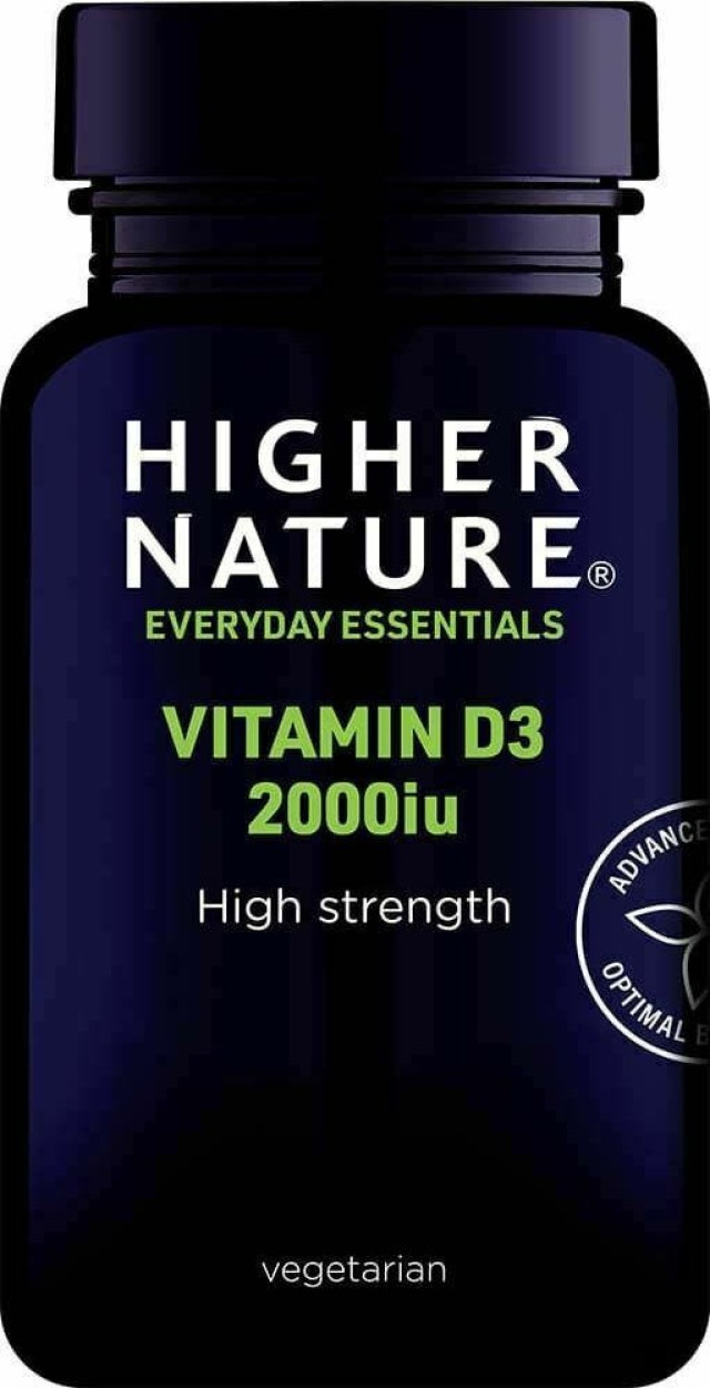 Higher Nature Vitamin D3 2000IU Συμπλήρωμα Διατροφής για Οστά, Δόντια & το Ανοσοποιητικό Σύστημα 60 Φυτικές Κάψουλες