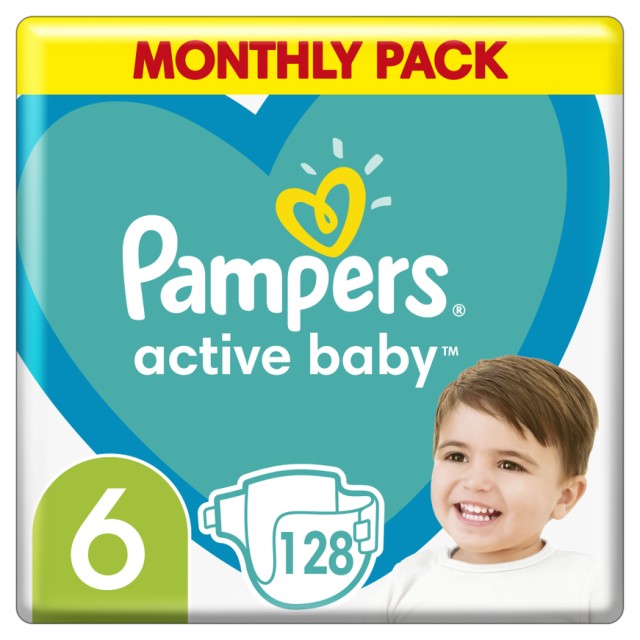 Pampers Active Baby Μέγεθος 6 [13-18kg] Monthly Pack 128 Πάνες