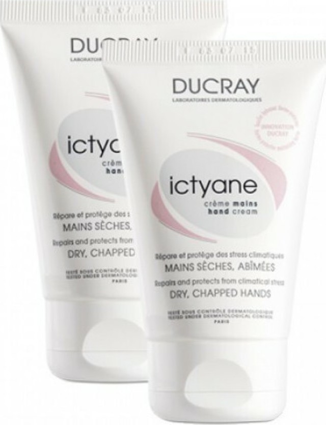 Ducray PROMO Duo Ictyane Hand Cream Dry Chapped Hands Ενυδατική Κρέμα Χεριών Κατά της Ξηρότητας 2x50ml