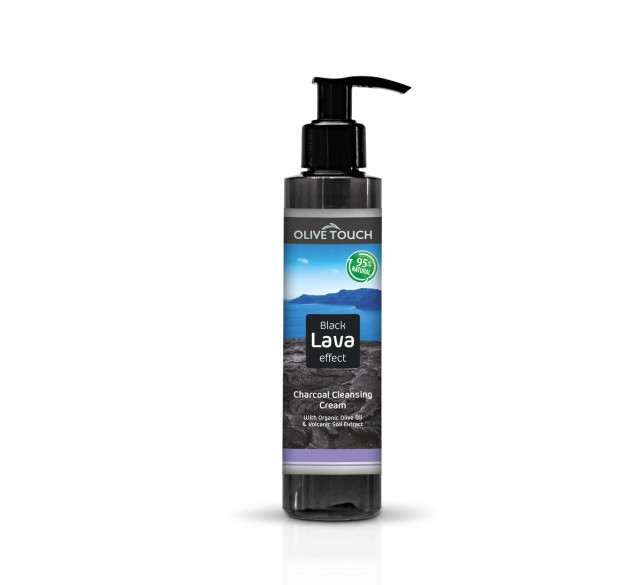 Olive Touch Black Lava Effect Charcoal Cleansing Cream Κρέμα Καθαρισμού Προσώπου με Ενεργό Άνθρακα 150ml