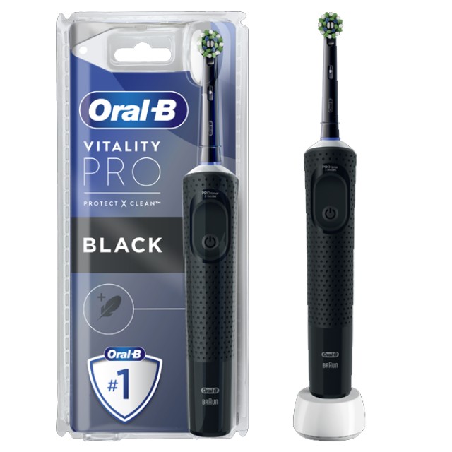Oral B Vitality Pro Protect X Clean Ηλεκτρική Οδοντόβουρτσα με Χρονομετρητή Μαύρο 1 Τεμάχιο