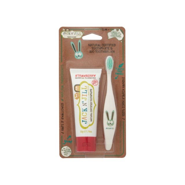Jack n’ Jill PROMO Tooth Buddy Φυσική Οδοντόκρεμα Φράουλα για 12m+ 50gr & Οικολογική Οδοντόβουρτσα, Φιγούρα Λαγουδάκι 1 Τεμάχιο Jack n’ Jill PROMO Tooth Buddy Φυσική Οδοντόκρεμα Φράουλα για 12m+ 50g …