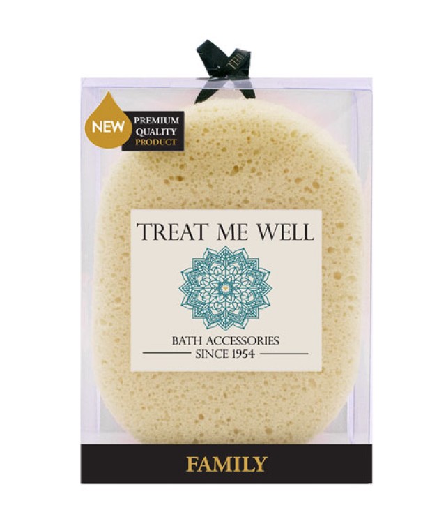 Treat me Well Family XL Bath Shower & Sponge Οβάλ Σφουγγάρι Φυσικού Χρώματος 1 Τεμάχιο