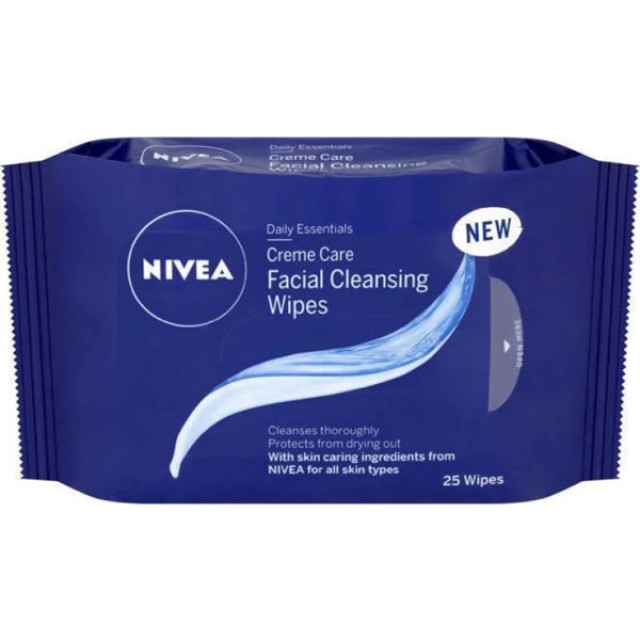 Nivea Cream Care Cleansing Wipes Μαντηλάκια Καθαρισμού Προσώπου 25 Τεμάχια