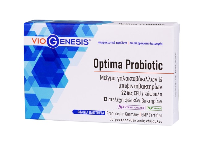 VioGenesis Optima Probiotic Συμπλήρωμα Διατροφής Προβιοτικών 30 Κάψουλες