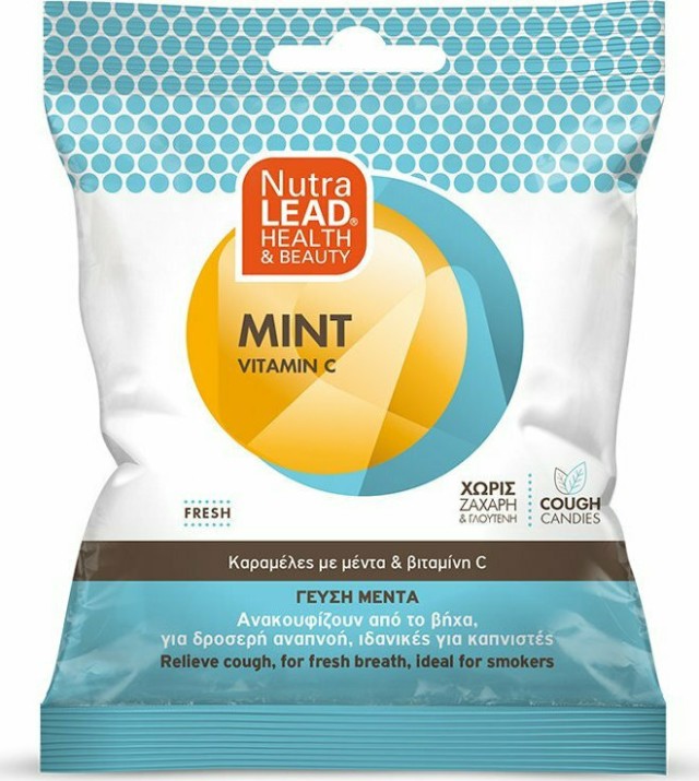 NutraLead Mint + Vitamin C Καραμέλες Με Γεύση Μέντα Ιδανικές Για Καπνιστές Χωρίς Ζάχαρη & Γλουτένη 40gr