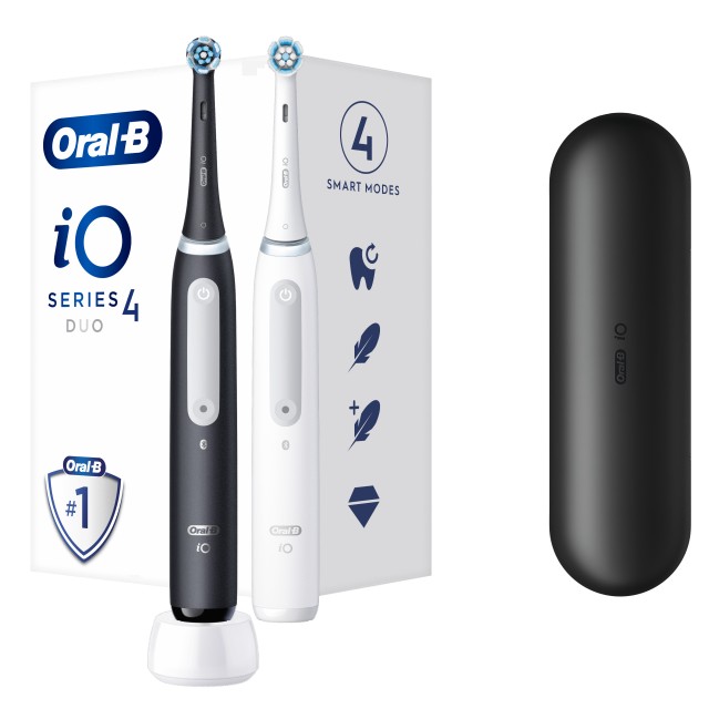 Oral B iO 4 DUO Ηλεκτρικές Οδοντόβουρτσες Black & White 2 Τεμάχια