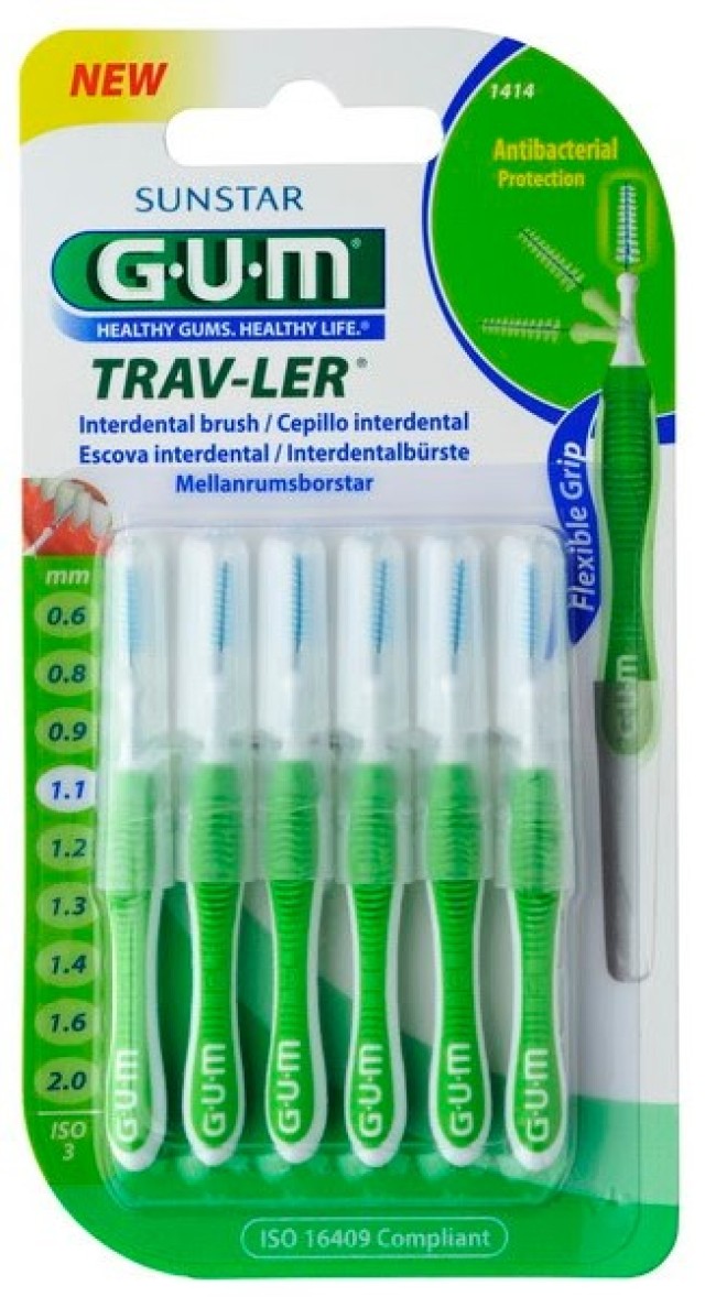 Sunstar GUM Trav-Ler Ultra Fine Tapered 1.1mm Μεσοδόντια Βουρτσάκια 6 &hellip;