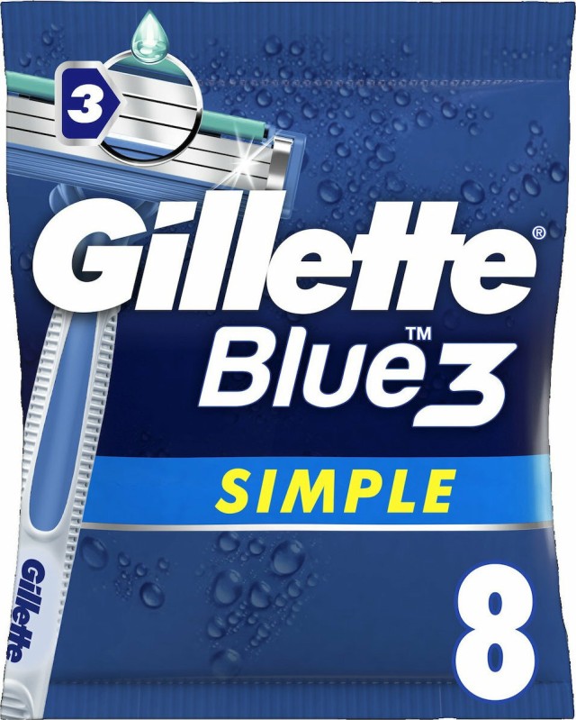 Gillette Blue Simple 3 Ξυραφάκια μιας Xρήσης 8 Τεμάχια