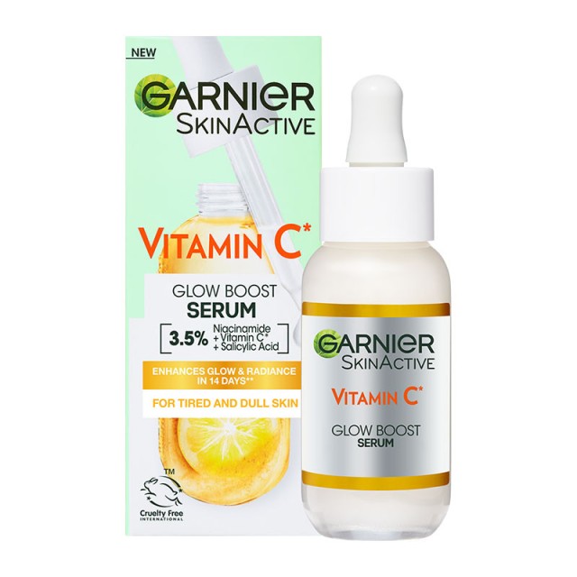 Garnier SkinActive Face Care Caring Ορός Λάμψης 3.5% Βιταμίνη C, Νιασιναμίδη, Σαλικυλικό Οξύ 30ml