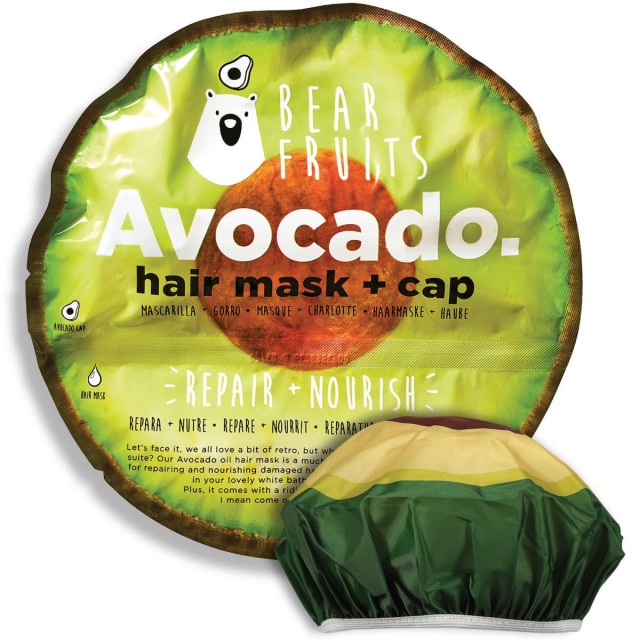 Bear Fruits Avocado Hair Mask + Cap Μάσκα Μαλλιών & Σκουφάκι Αβοκάντο για Επανόρθωση & Περιποίηση 20ml