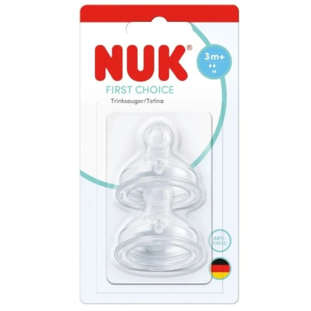Nuk First Choice+ Anti Colic Medium Θηλή Σιλικόνης για 3m Κατά των Κολ &hellip;